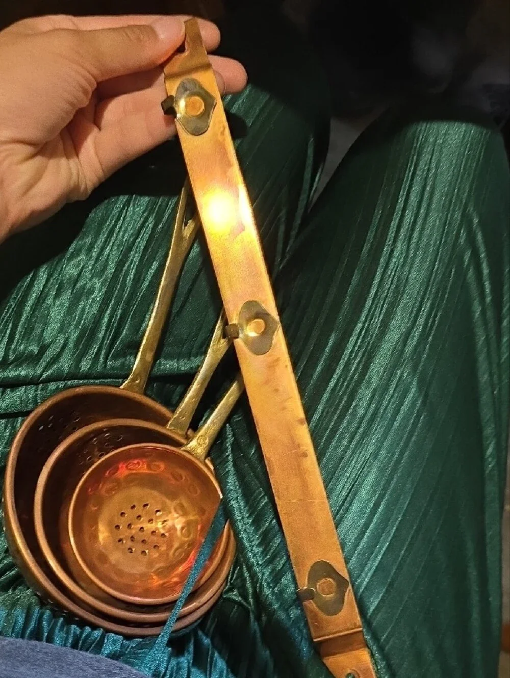 Vintage Copper Hanging Strainer Spoon Set – 3-Piece